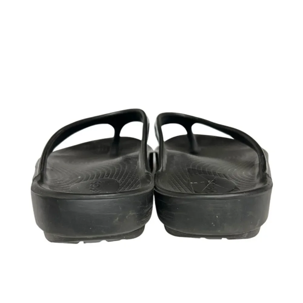 Oofos Women’s Black Oolala Recovery Thong Sandal Slide Size 11 US